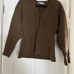 Zara Brown/olive green Women's Cardigan
